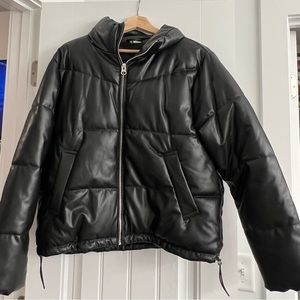 H&M faux leather puffer coat